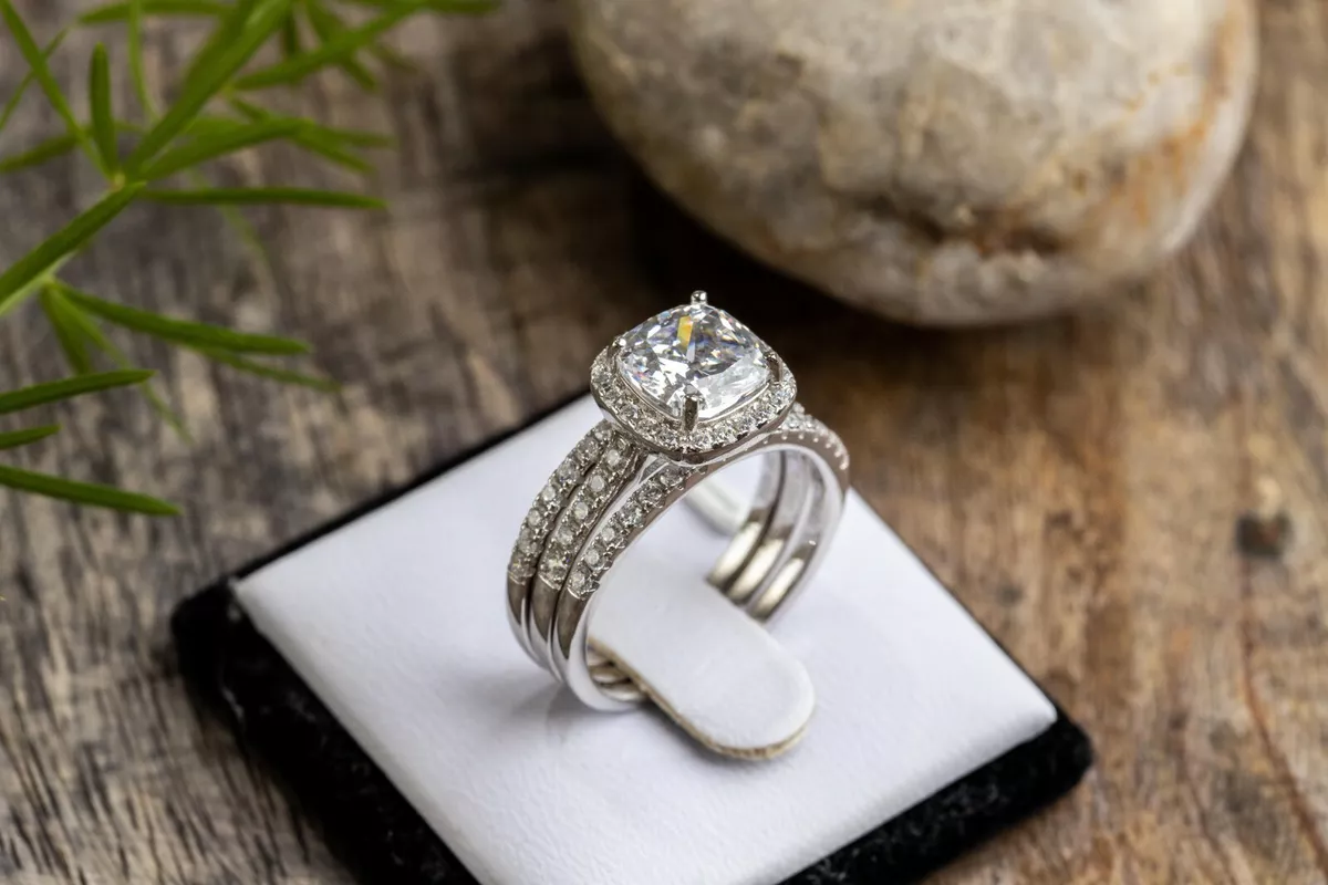Diamond rings set clearance in sterling silver