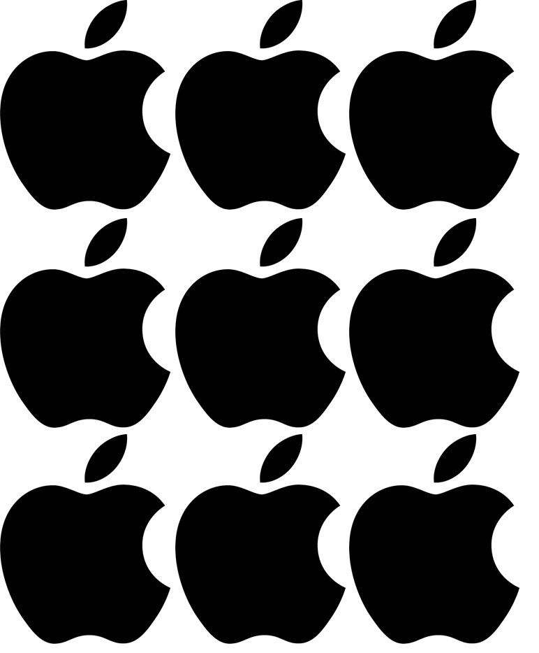 Set of 9 Small Apple logo Vinyl Decals Phone Laptop Car Window Stickers