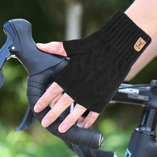 Guantes térmicos sin dedos EE. UU. para hombre mujer tejidos cálidos invierno medio dedo mitones - Imagen 6 de 30