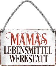 Blechschild Lustiger Spruch "Mamas Lebensmittel Werkstatt“ Geschenkidee Männer F