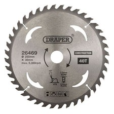 Draper TCT Construction Circular Saw Blade, 250 x 30mm, 40T 26469