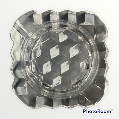 Fostoria American Crystal Clear Cubed Glass Small Square Ashtray - Picture 4 of 6