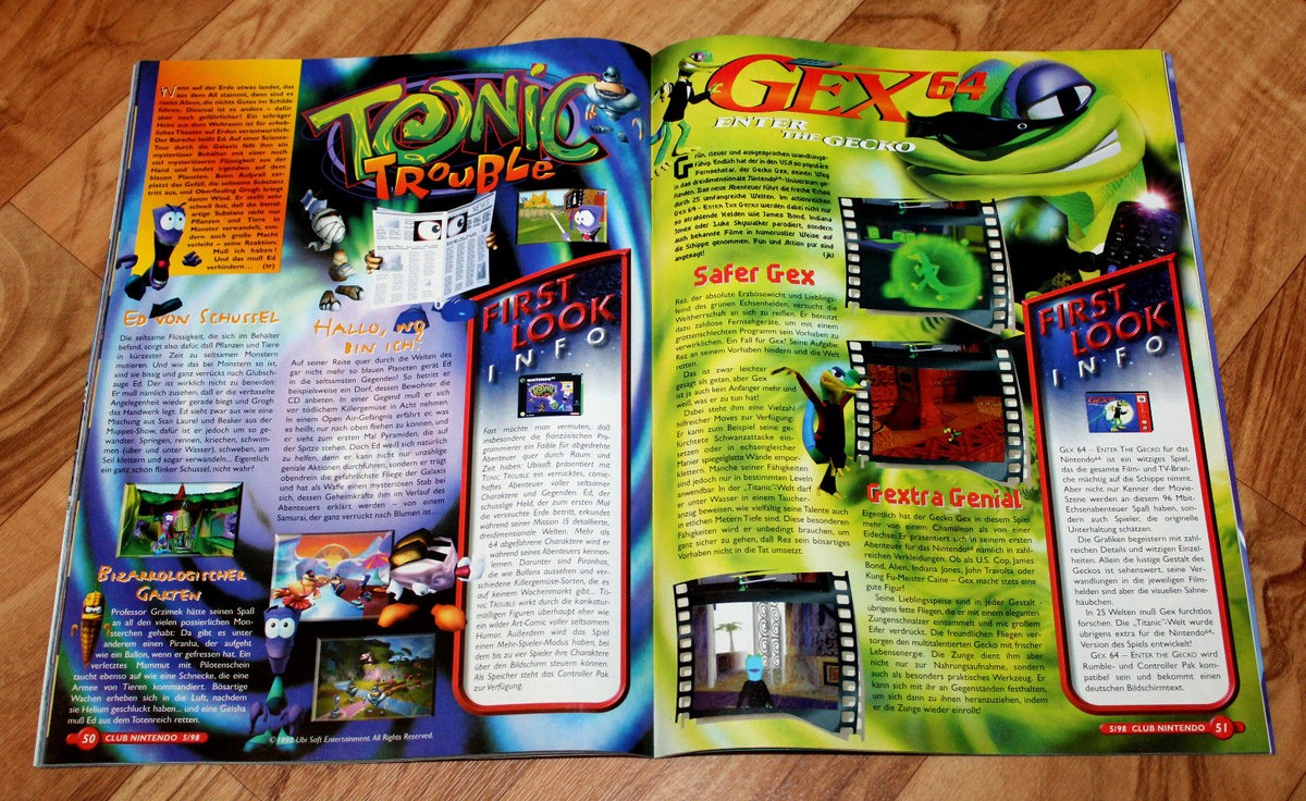 1998 Club Nintendo Magazine Turok 2 Zelda Gex Tonic Trouble