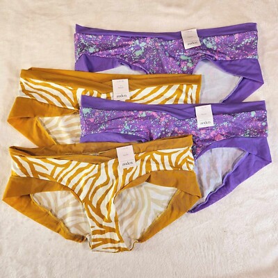 Auden 4 pcs Micro-Mesh Hipster Underwear Womens Large Stretch Green/Purple