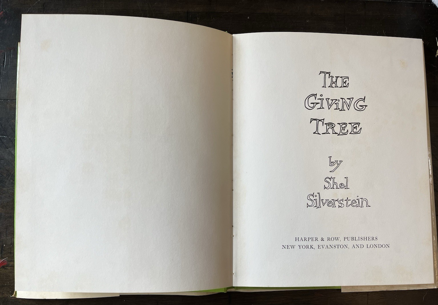 FILA The Giving Tree Shel Silverstein Vintage HC Book With Dust Jacket Harper & Row