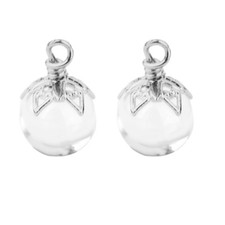 2Pc Small Glass Vial Pendant Bottle With Silver Flower  DIY Jewelry Charm