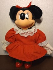 Vintage Disney Minnie Mouse Rubber Face Plush Applause Holiday Dress Up Doll Toy