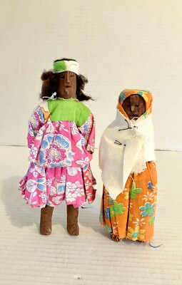 Vintage seltene handgeschnitzte hölzerne einheimische Tarahumara Indianer Puppenfamilie