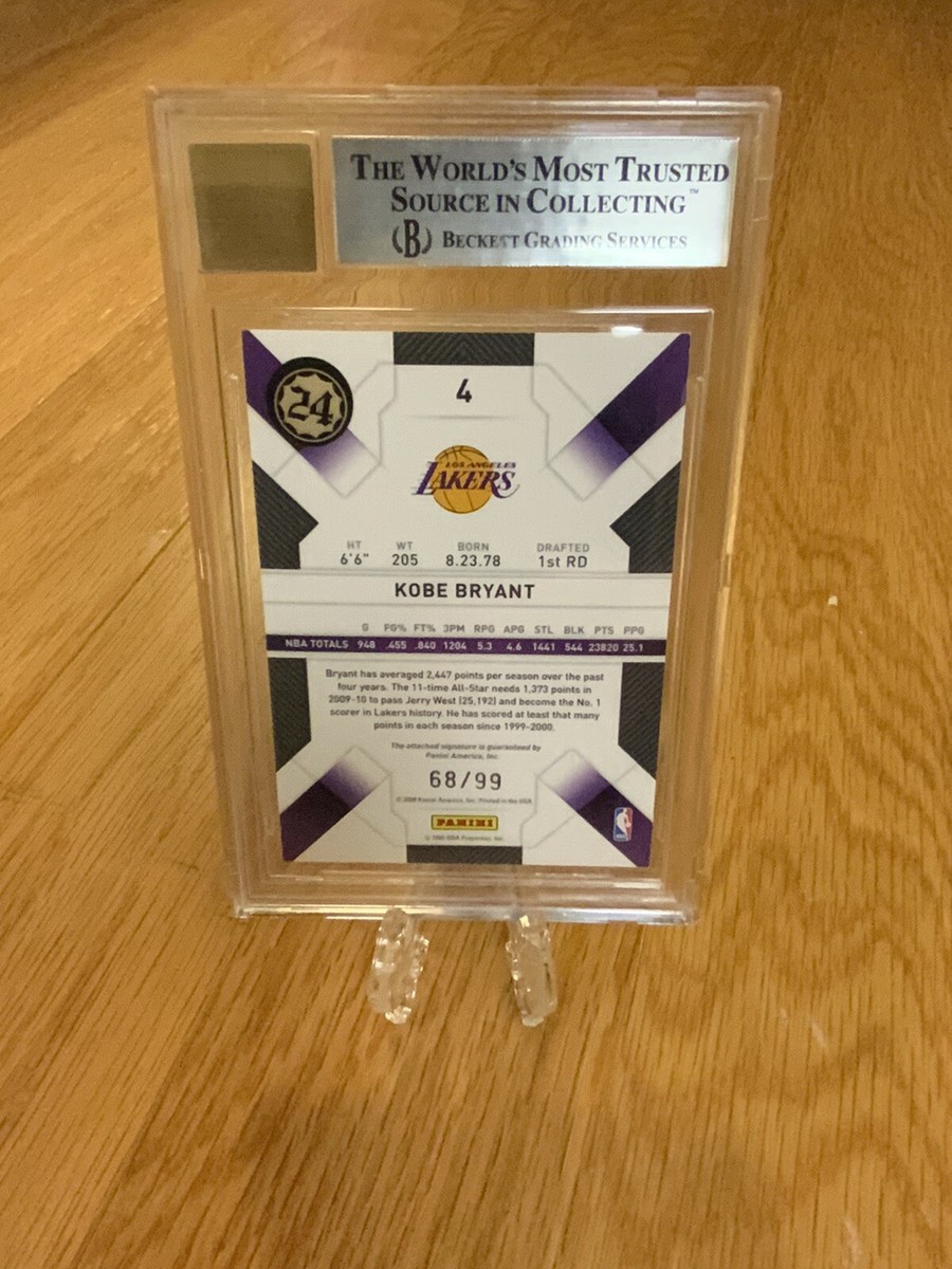 KOBE BRYANT 2009-10 PANINI THREADS #4 AUTO ON-CARD # /99 BGS
