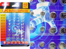 40pc assortment Button Cell Battery Alkaline AG1 AG3 AG4 AG10 AD12 AG13 NEW