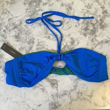 NWT J. Crew Blue Green Reversible Bikini Top Medium G9677 Made in USA New Beach