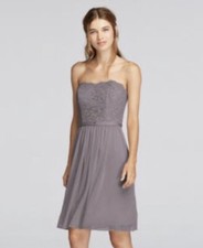 David’s Bridal Short Strapless Lace Dress
