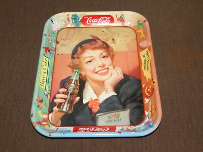 VINTAGE RED HAIRED LADY  COCA COLA METAL SERVING TRAY