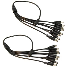 SET: 2pcs DC 1 to 8 Port Male Power Splitter Cables for CCTV Security Cameras