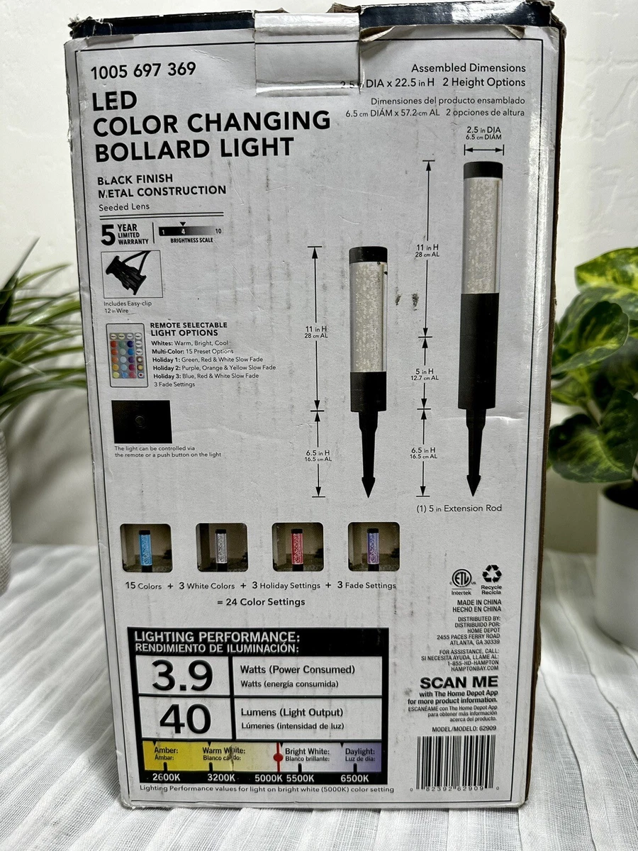 Hampton bay led color clearance changing bollard light