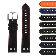 StrapsCo Silicone Rubber Pilot Aviator Watch Band w Rivets - Quick Release Strap