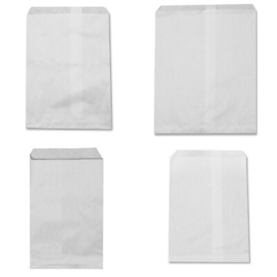 Kraft Merchandise Paper Flat Bags WHITE Party Gift Candy Sack Jewelry Wedding