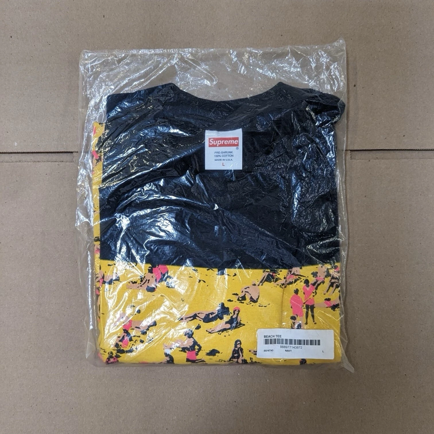 TEE SHIRT SS16 SUPREME BEACH BLEU MARINE GRAND L 2016