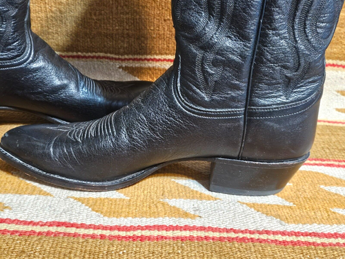 FINE LUCCHESE 2000 HANDMADE SIZE 12 ROMA CORD BLACK GOAT MENS COWBOY BOOTS - Picture 12 of 18
