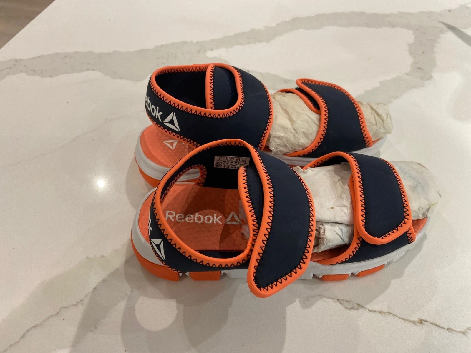 Sandali per bambini Reebok marino arancione taglia UK 1 5 APPENA INDOSSATI