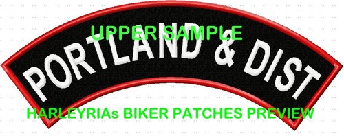 CUSTOM/MADE TO ORDER (BLOCK FONT) UPPER ROCKER ONLY   .... BIKER PATCH - Picture 1 of 1