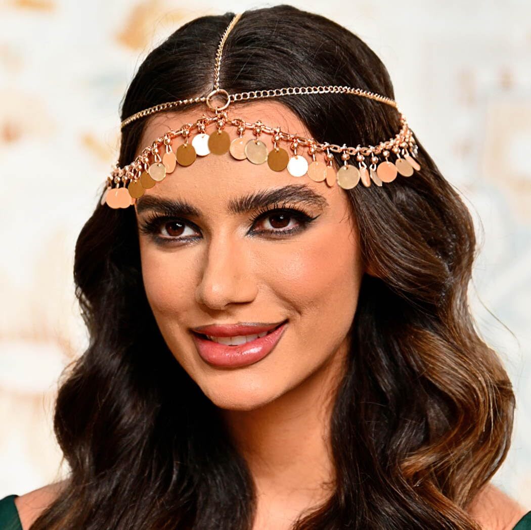 Boho Gold Sequin Head Chain Egyptian Jewelry Festival  display picture 1