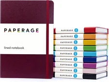 Lined Journal Notebooks, 10 Pack, (Bright Rainbow), 160 Pages, Medium 5.6 Inches