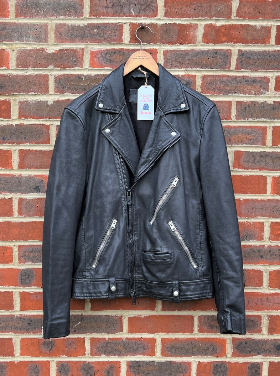 AWESOME SAUCE** All Saints Mens MUIR Leather Biker Jacket MEDIUM 