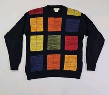 VINTAGE Norm Thompson Sweater Men’s Medium Wool/Acrylic Knit Multicolor Crew