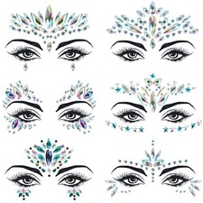 6 Sets Mermaid Face Jewels Rhinestone Face Gems Stick on Halloween Cosplay Pa...