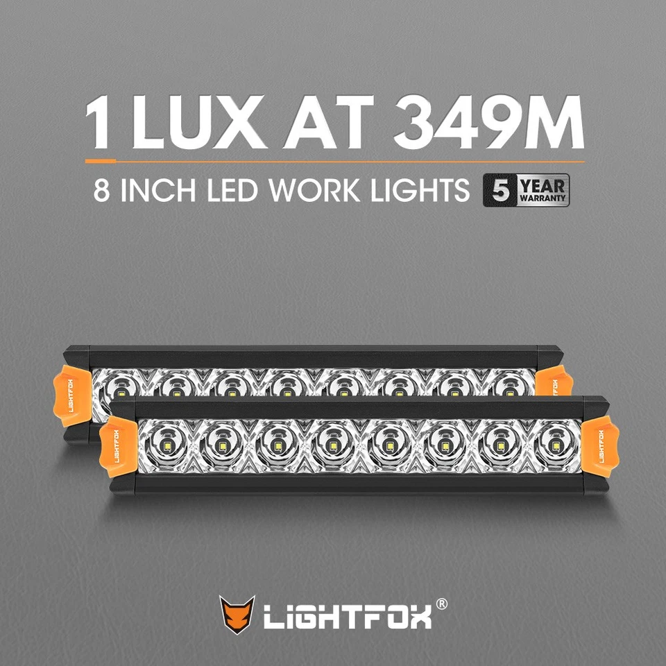 Lightfox Pair 8inch Osram LED Light Bar Super Slim Single Row Combo Lamp Offroad