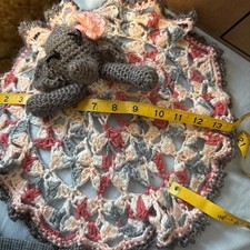 Handmade Crocheted Baby Lovey Elephant gray/pink/white 14 In Length Baby Shower