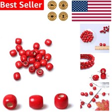 Barrel Wood Beads Decorative Red Large Hole Macrame Crafting Jewelry Making
