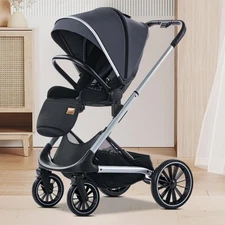 Reversiable Stroller,Toddler Pram with Convertible Seat, Foldable Travel Stro...