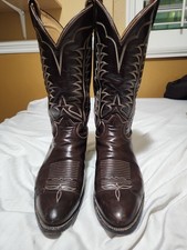 Vintage 1970s Tony Lama Size 10E Dark Brown Western Cowboy Boots