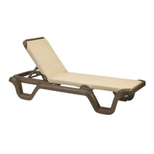 Grosfillex US414137 Khaki/Bronze Marina Sling Chaise Lounge 2 Pack