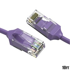 10FT CAT6 RJ45 Slim Ethernet LAN Network Cable Cord UTP Copper Wire 28AWG Purple