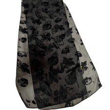 Cejon Black Sheer Flocked Leaf Print Rectangular Scarf Wrap travel head Neck