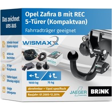 ANHÄNGERKUPPLUNG für Opel Zafira B A05 05-14 abnehmbar BRINK + JAEGER ES 13-pol 
