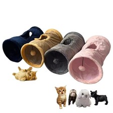Foldable Plush Cat Tunnel Toy Interactive Indoor Play Tube