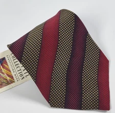 NWT Cocktail Colours Tequila Silk Tie Red Brown Stripes Necktie Short 54 x 3.75