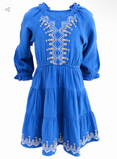 Zara Girls Fit  Flare Embroidered Floral V-Neck 3/4 Puff Dress 13-14Y