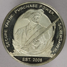 2008 Mass Metal SilverSaver Secure Value .999 Fine Silver 1 oz Round 90.00 per troy oz