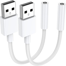 2 Pack USB to 3.5Mm Audio Jack Adapter, Audio Aux Cable External Stereo Sound