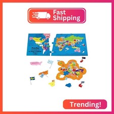 Imagimake Mapology World Map Puzzle - Includes Country Flags Capitals Fun Ji