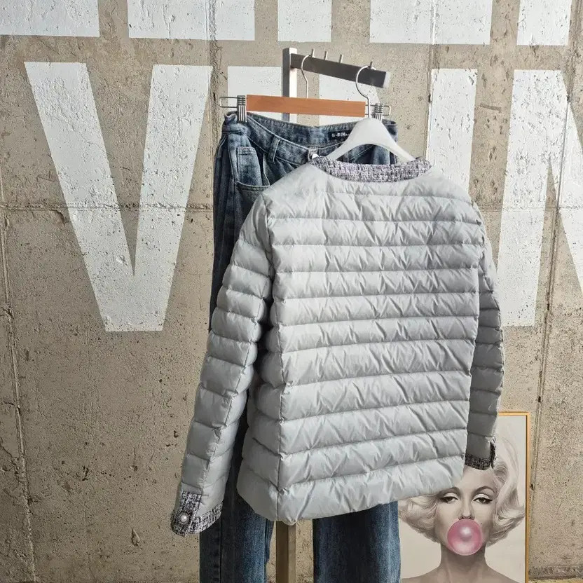 Tweed Down Padding Jacket Lightweight & Warm - image 5