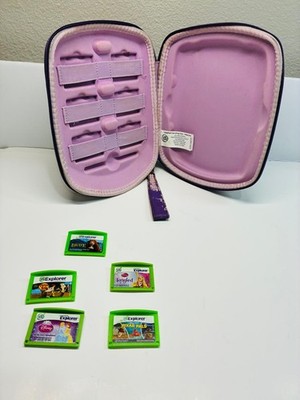 Lot of 5 Leap Frog, LeapPad Explorer Games + Disney Princes Carrying Case Purple
