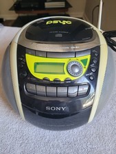 Sony Psyc CFD-E90 CD/Radio/Cassette Mega Bass Boombox w/Power Cord Tested Works