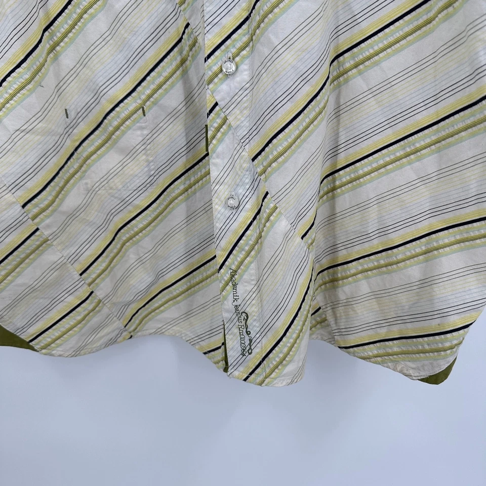 Camisa Akdmiks Para Hombres Con Botones Talla XL Hip-Hop Y2K Rayas Bordado Logo Foto 4 de 4