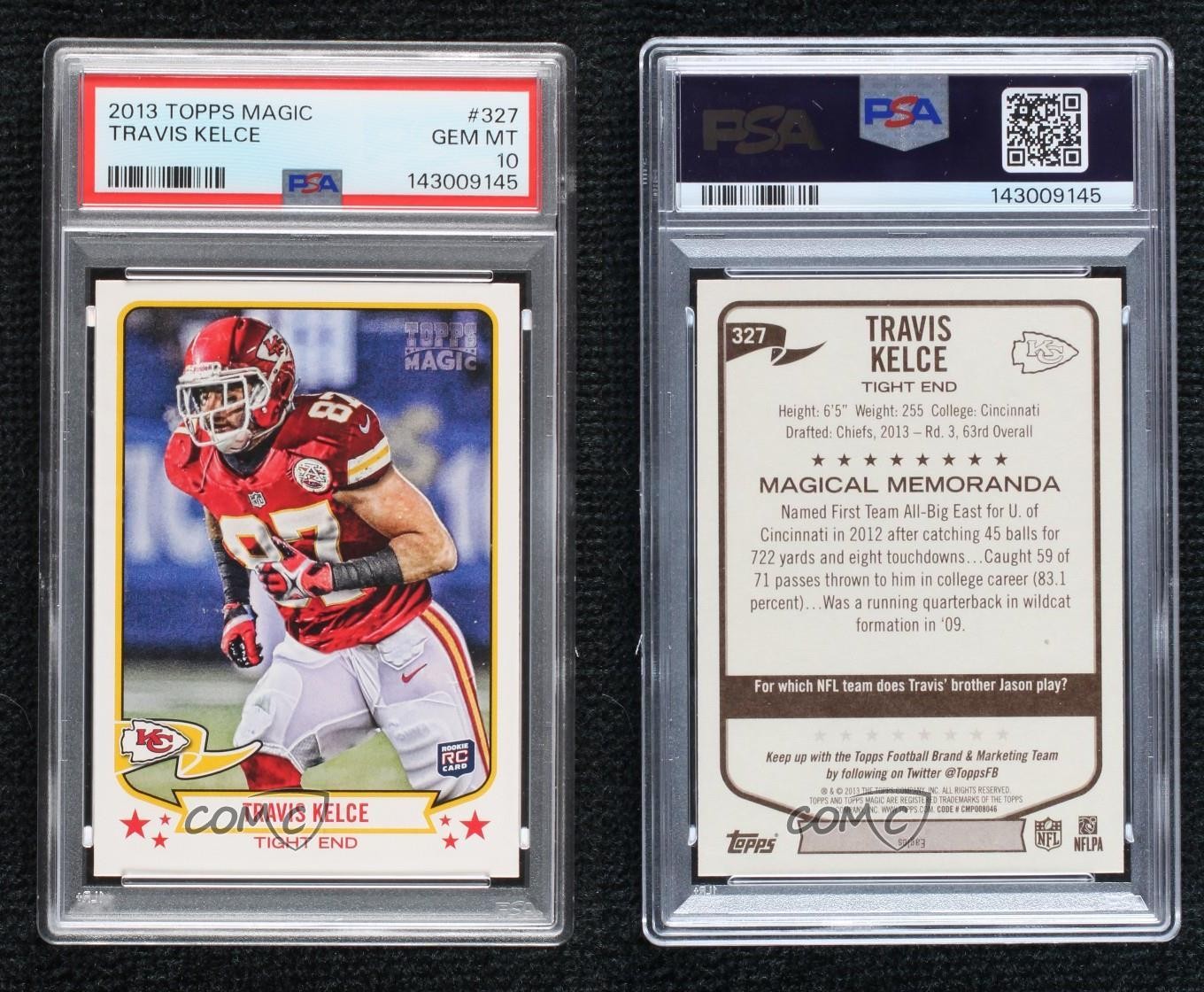 2013 Topps Magic Travis Kelce #327 PSA 10 GEM MT Rookie RC view 3